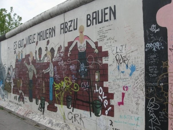 Berlin Wall people graffiti mural