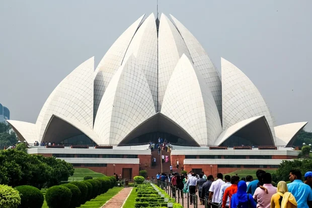 Lotus Temple, located in Delhi, India, is a Bahá'í House of Worship