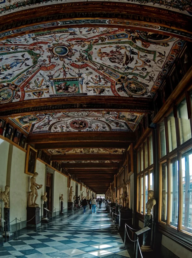 Firenze - Florence - Galleria degli Uffizi - Vasari Corridor 1566 - ICE Photocompilation Viewing SSW & Up