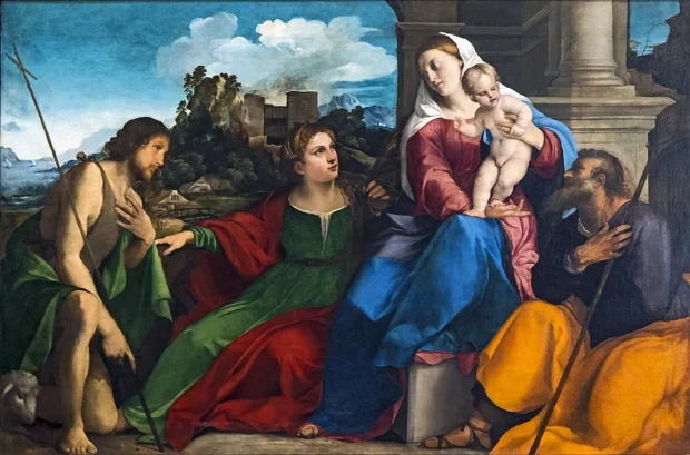 Accademia - Holy Family with Saints Catherine of Alexandria and John the Baptist by Palma il Vecchio