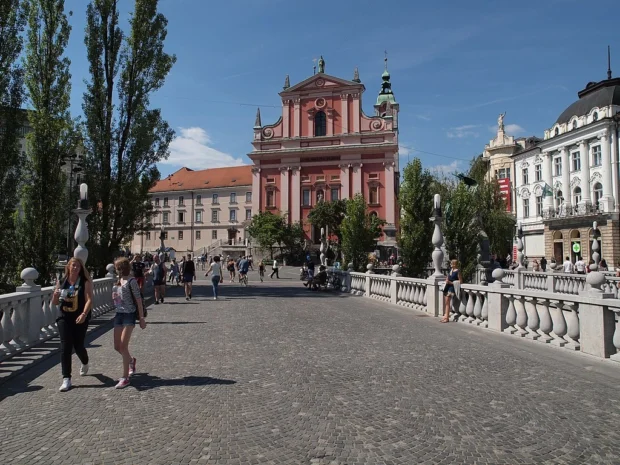 Triple Bridge in Ljubljana in late June