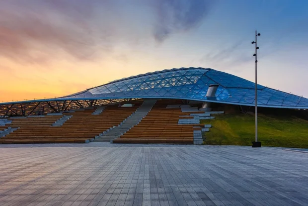 Glass Crust in Zaryadye park, Moscow, Russia