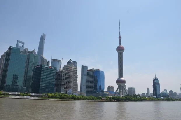 Shanghai, China, Oriental Pearl Sphere Far view of the Oriental Pearl TV Tower (36305049221)