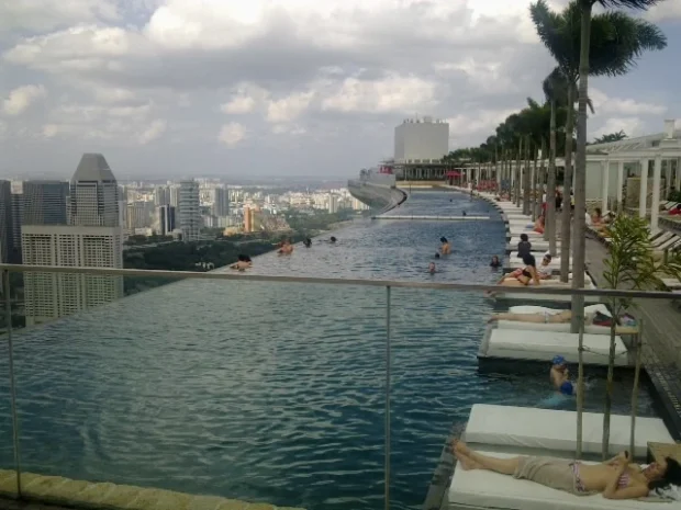 Singapore, Marina Bay Sands Infinity Pool Infinity edge pool at Sands Sky Park, Marina Bay Sands Hotel, Singapore - 20110124